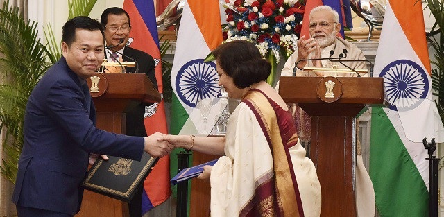भारत और कंबोडिया के मध्य 4 समझौतों पर हस्ताक्षर