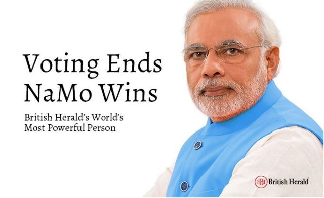 प्रधानमंत्री नरेंद्र मोदी को विश्व का सबसे ताकतवर व्यक्ति चुना गया
