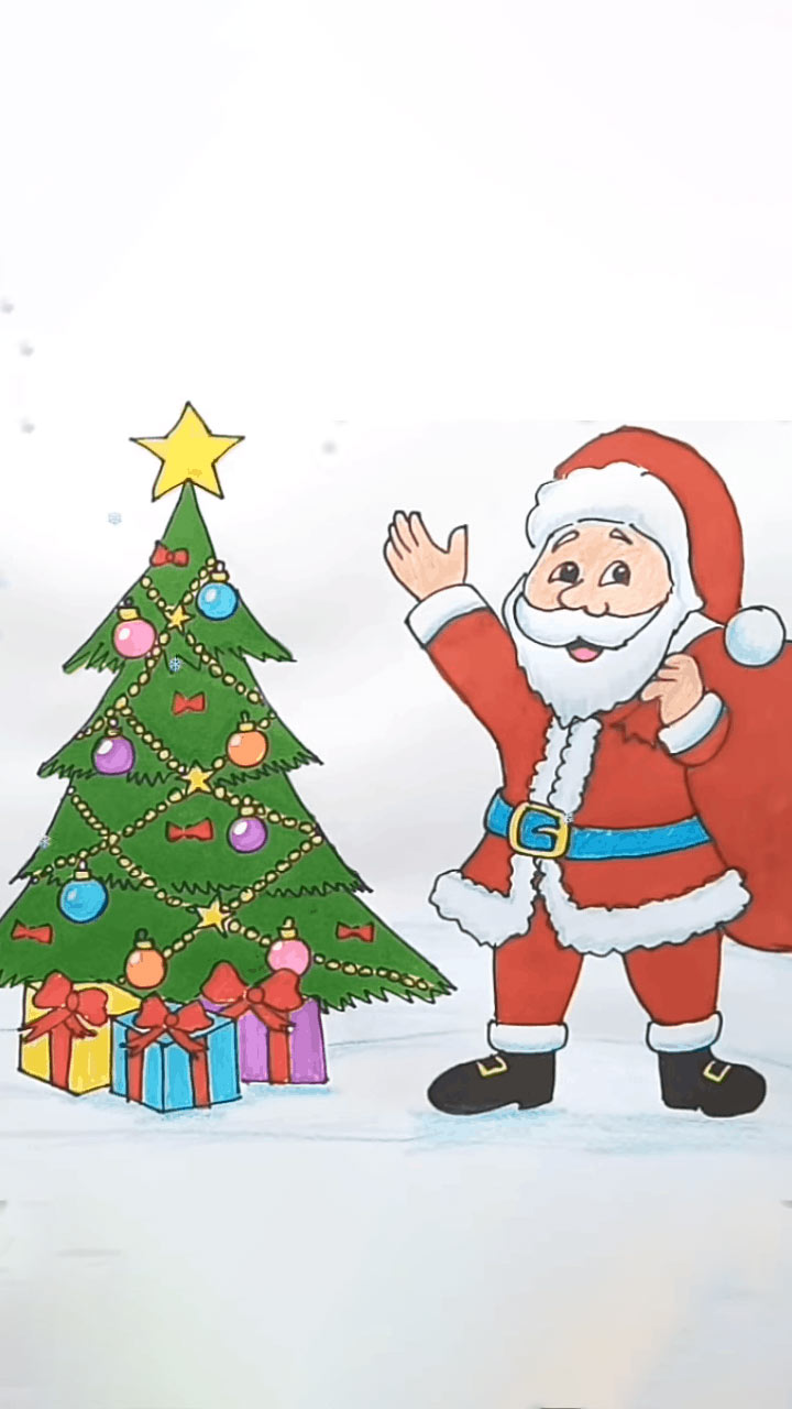 How to draw Santa Claus with Christmas tree || Christmas drawing and  painting - YouTube