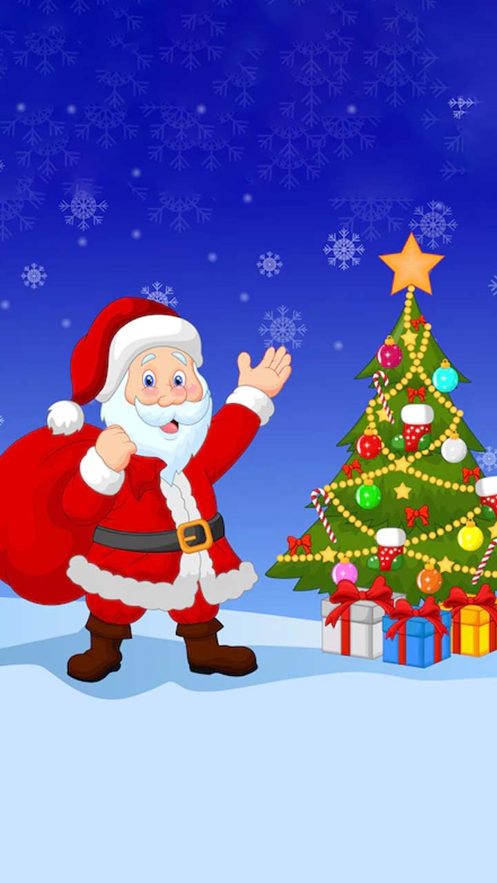 Santa Claus Standing In Front Of A Christmas Tree And Holding A Christmas  Present High-Res Vector Graphic - Getty Images